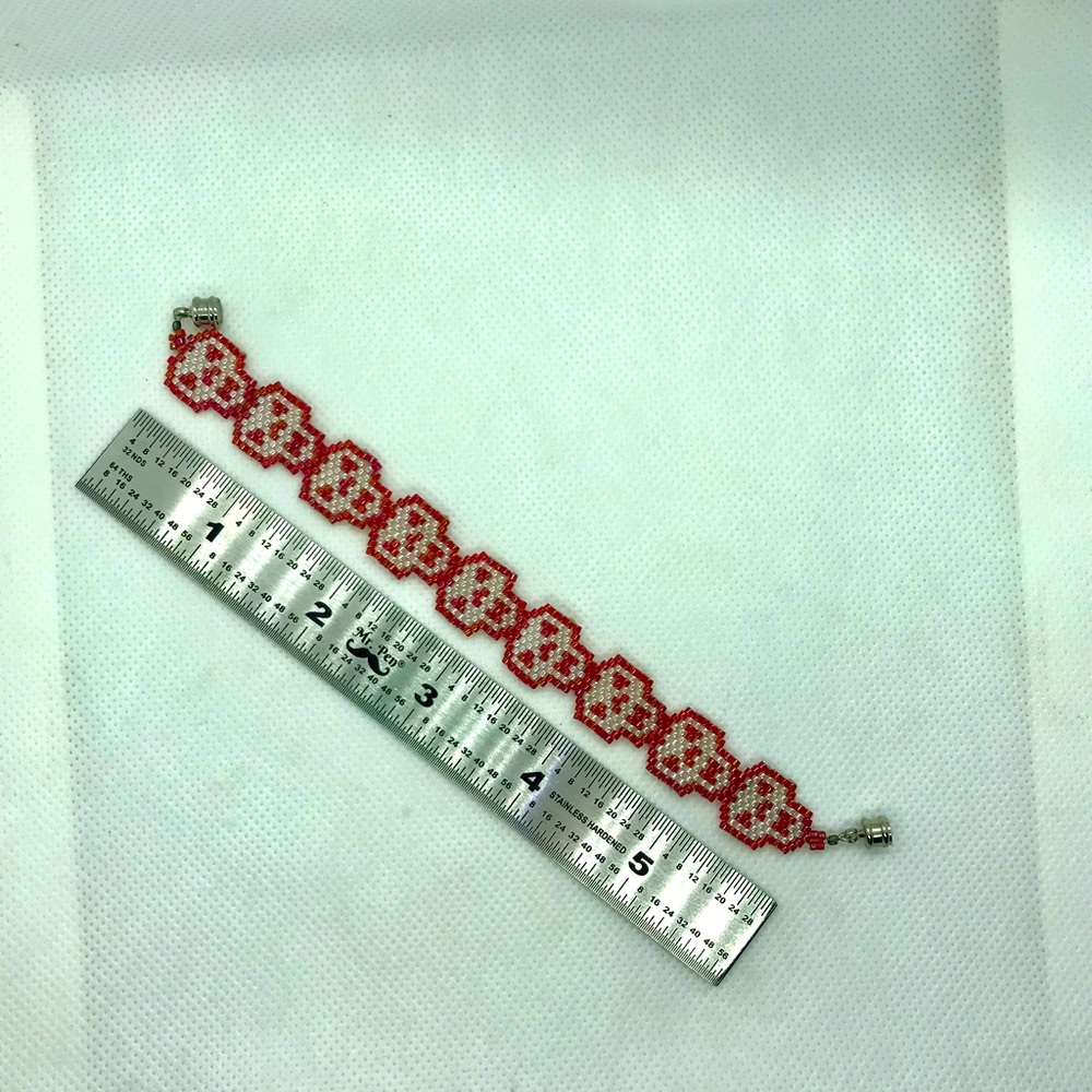 Hand beaded skull bracelet